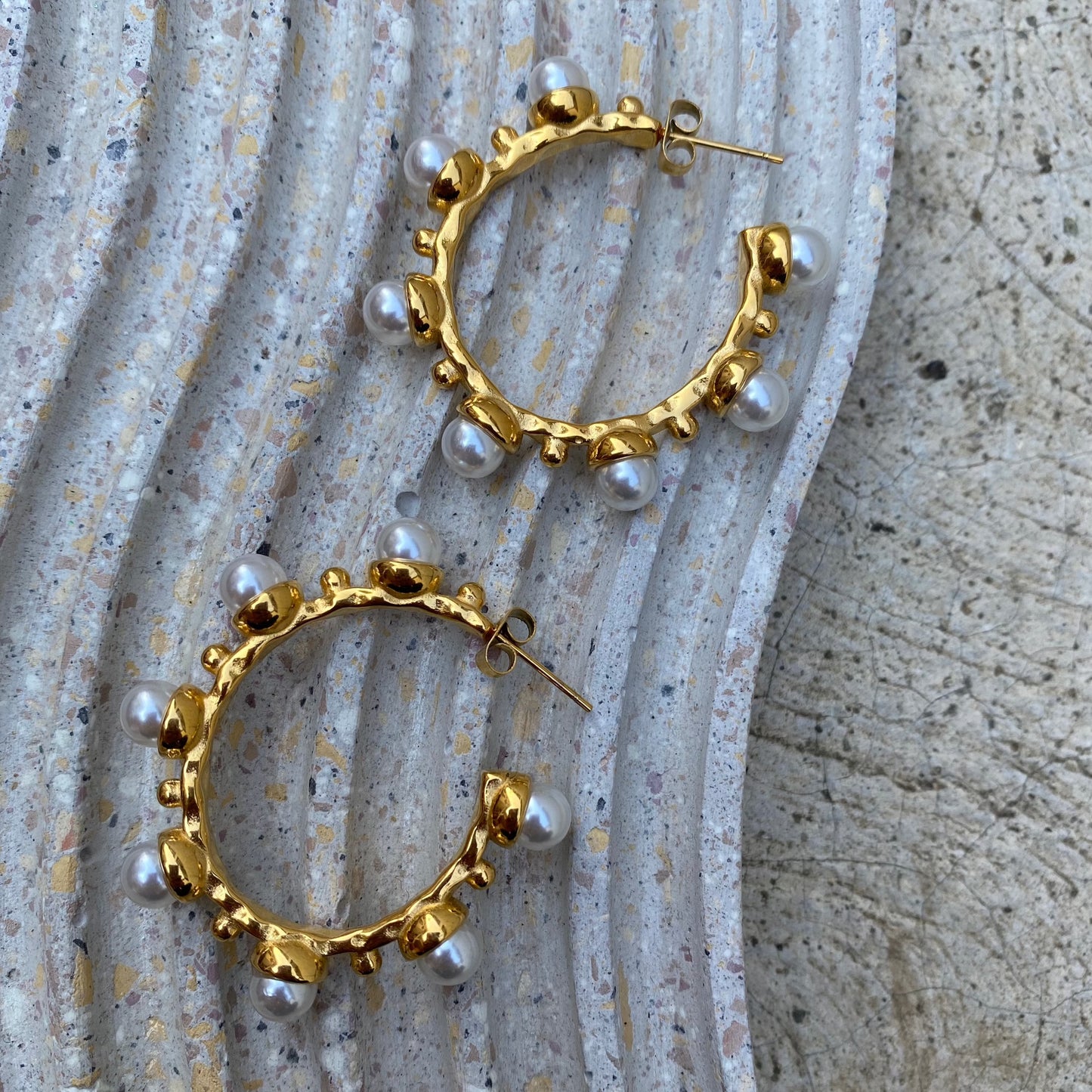 Hoops Skinny Gold & Perlas