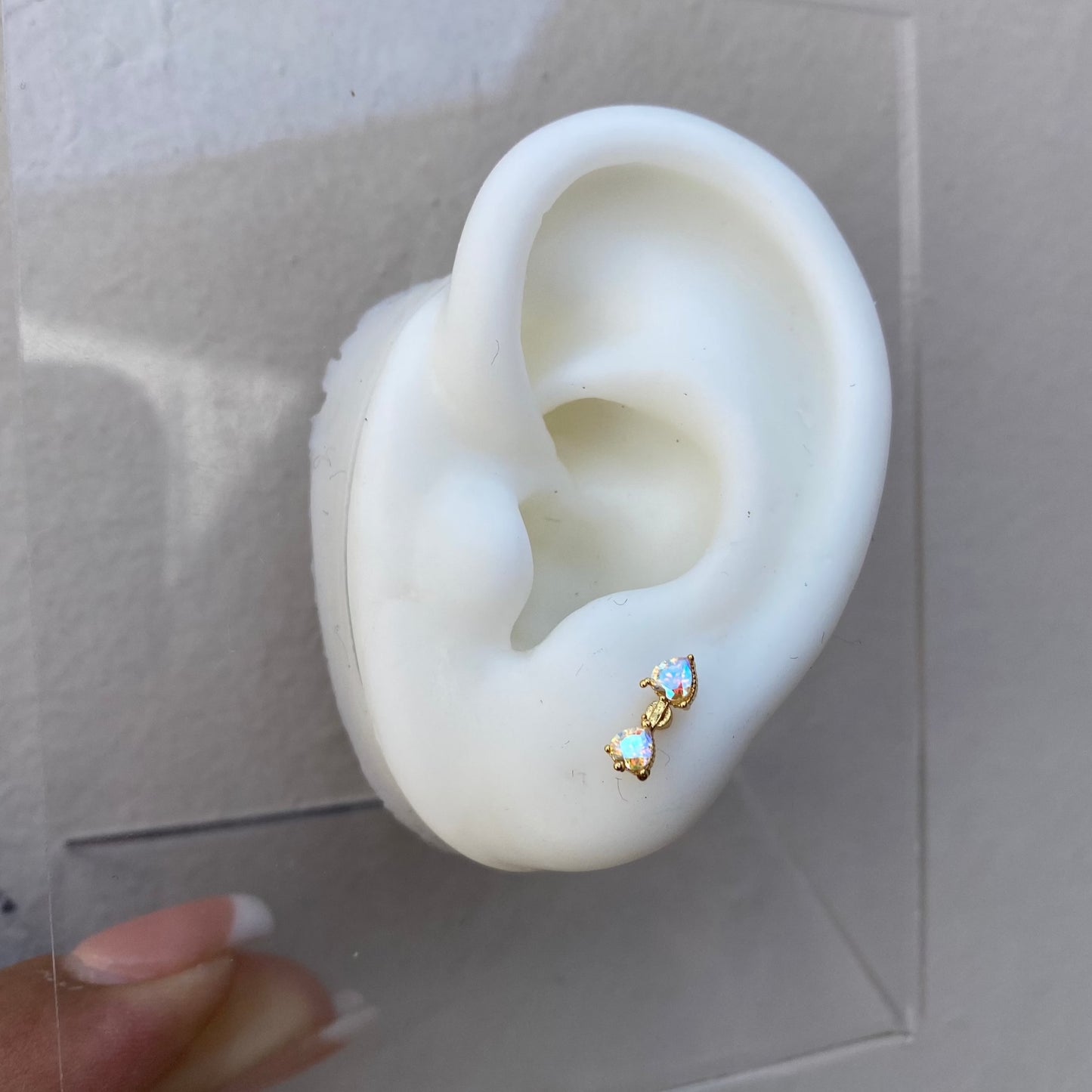 Piercing Doble Corazon Gold/Tornasol