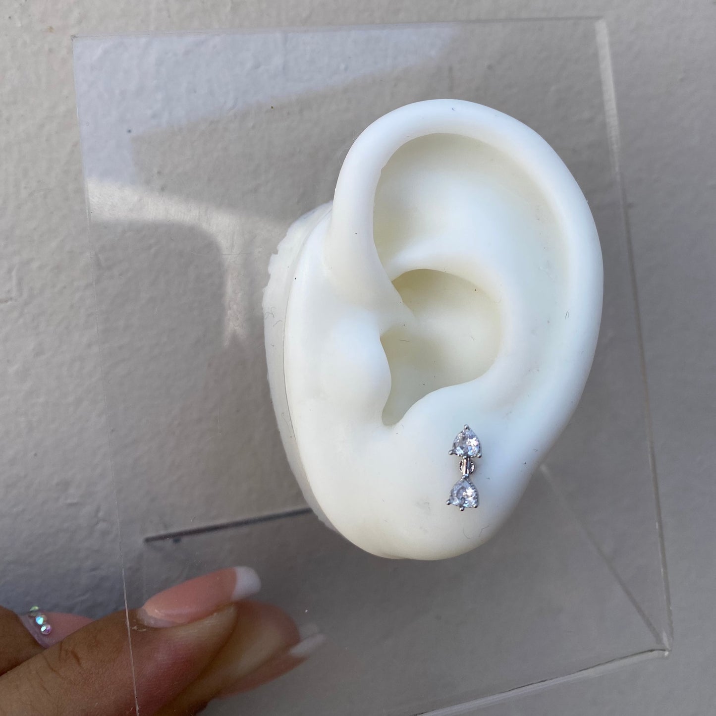 Piercing Doble Corazon Full Silver