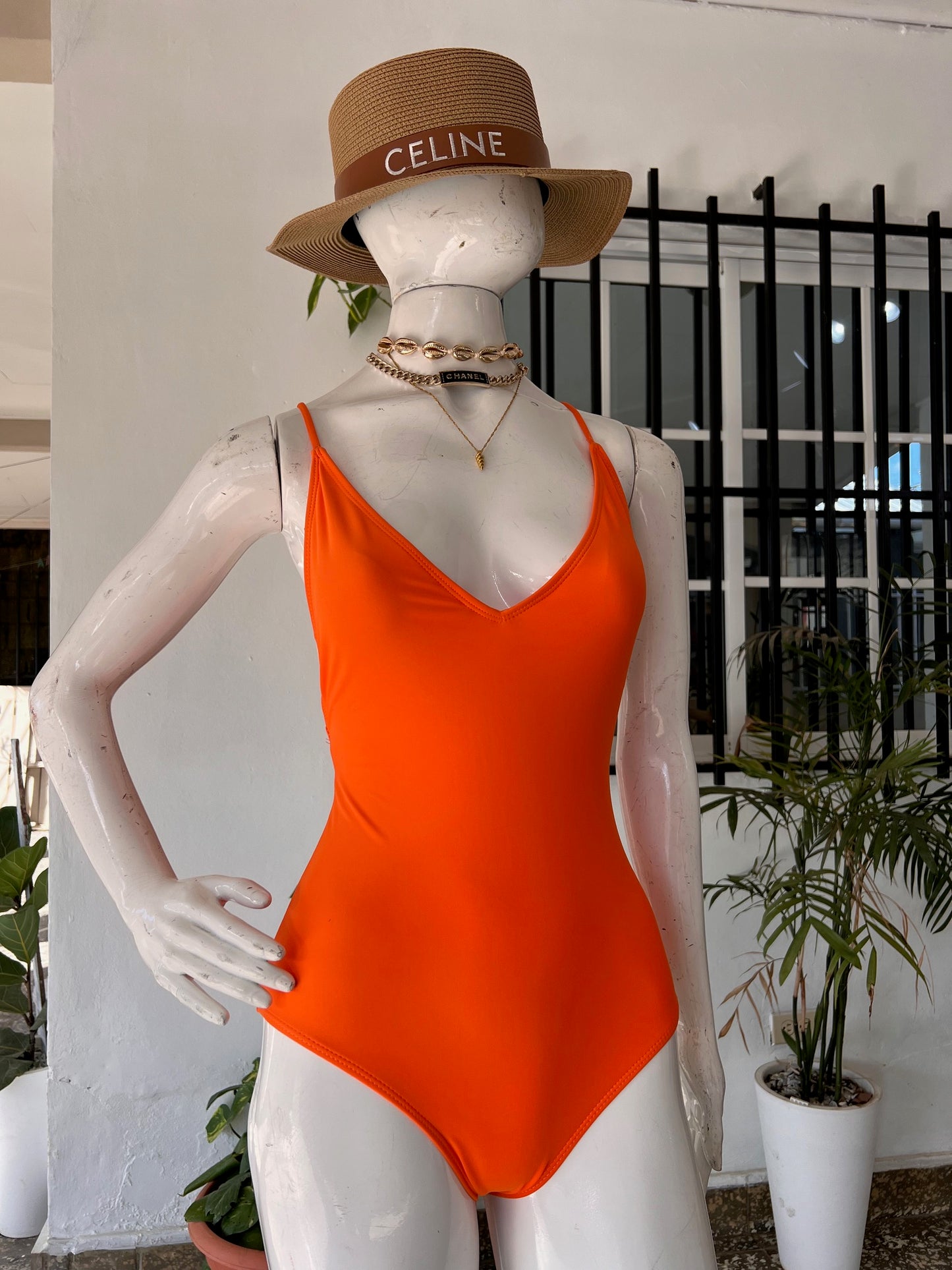 Traje de Baño Naranja 1 Pieza