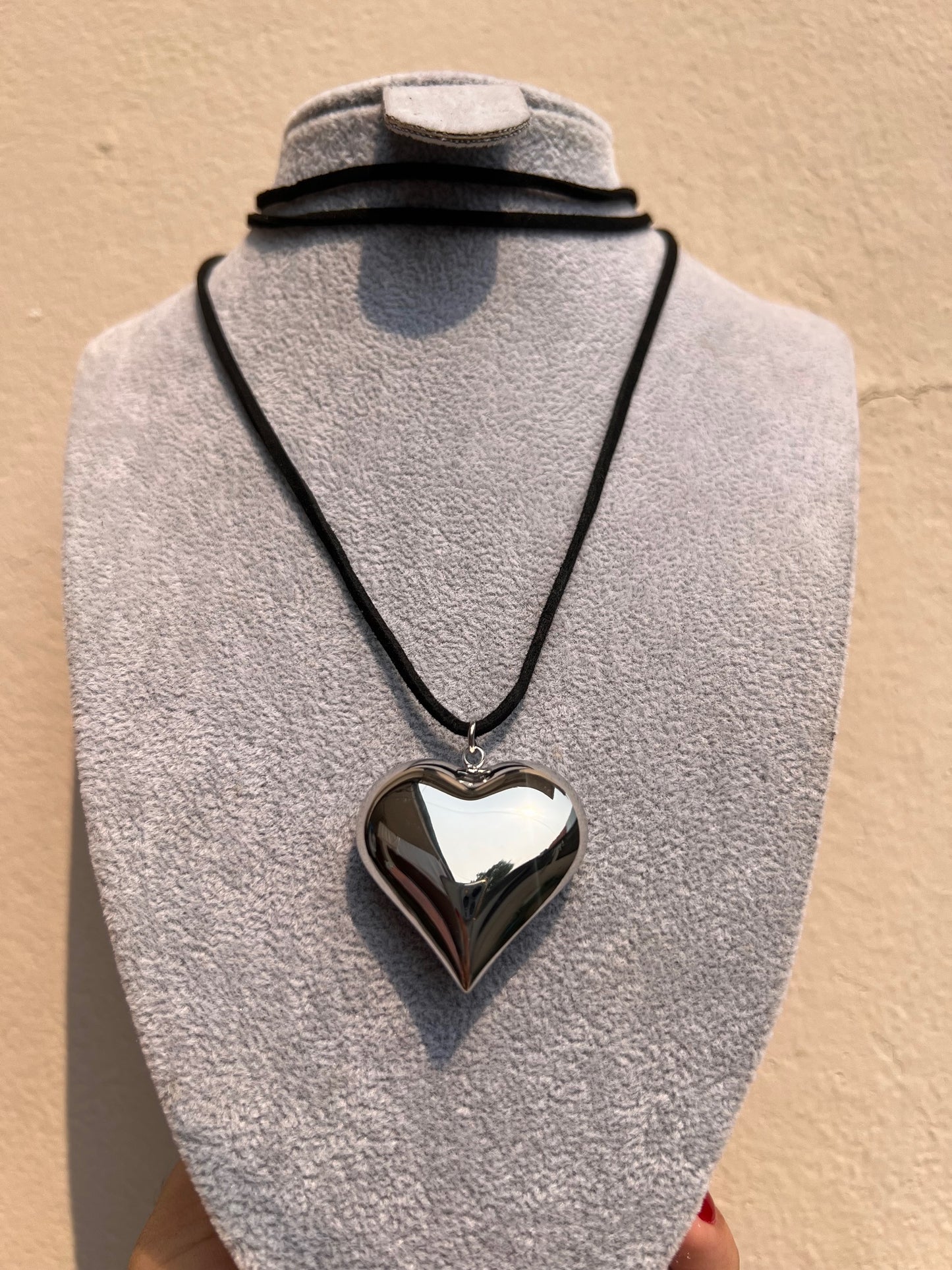 Chocker Negro Corazón Silver Largo