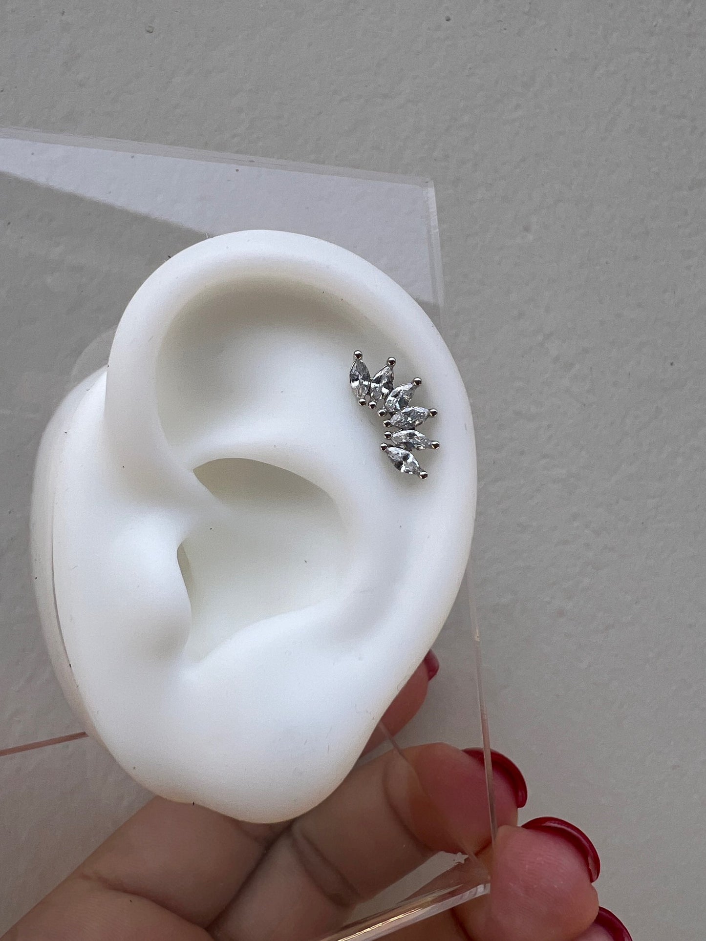 Piercing thiara silver 6 brillos new