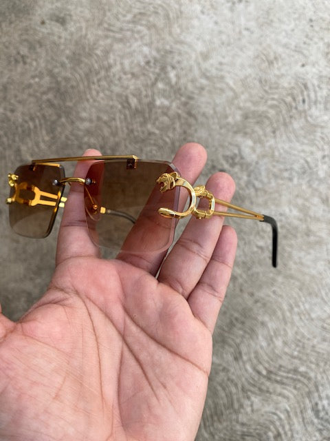 Lentes Tipo Cartier Rectangulares Cafe Pantera