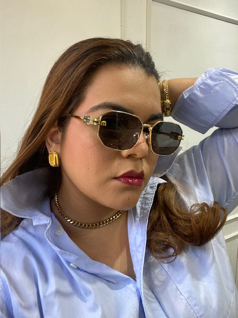 Lentes tipo Miu Miu Hexagonales Negros