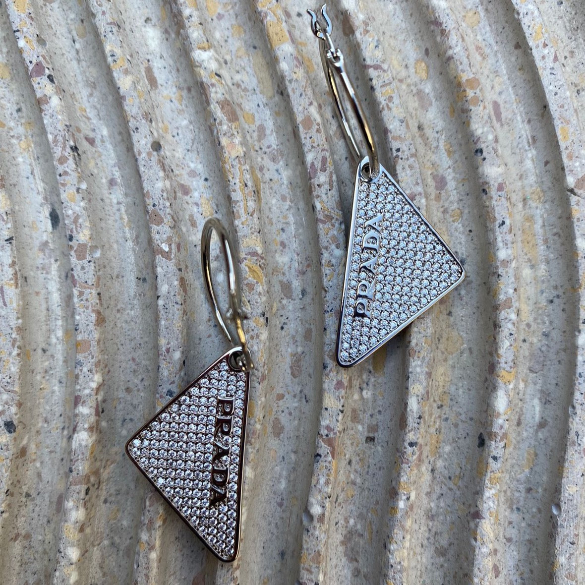 Hoops Prada Full Bling Silver