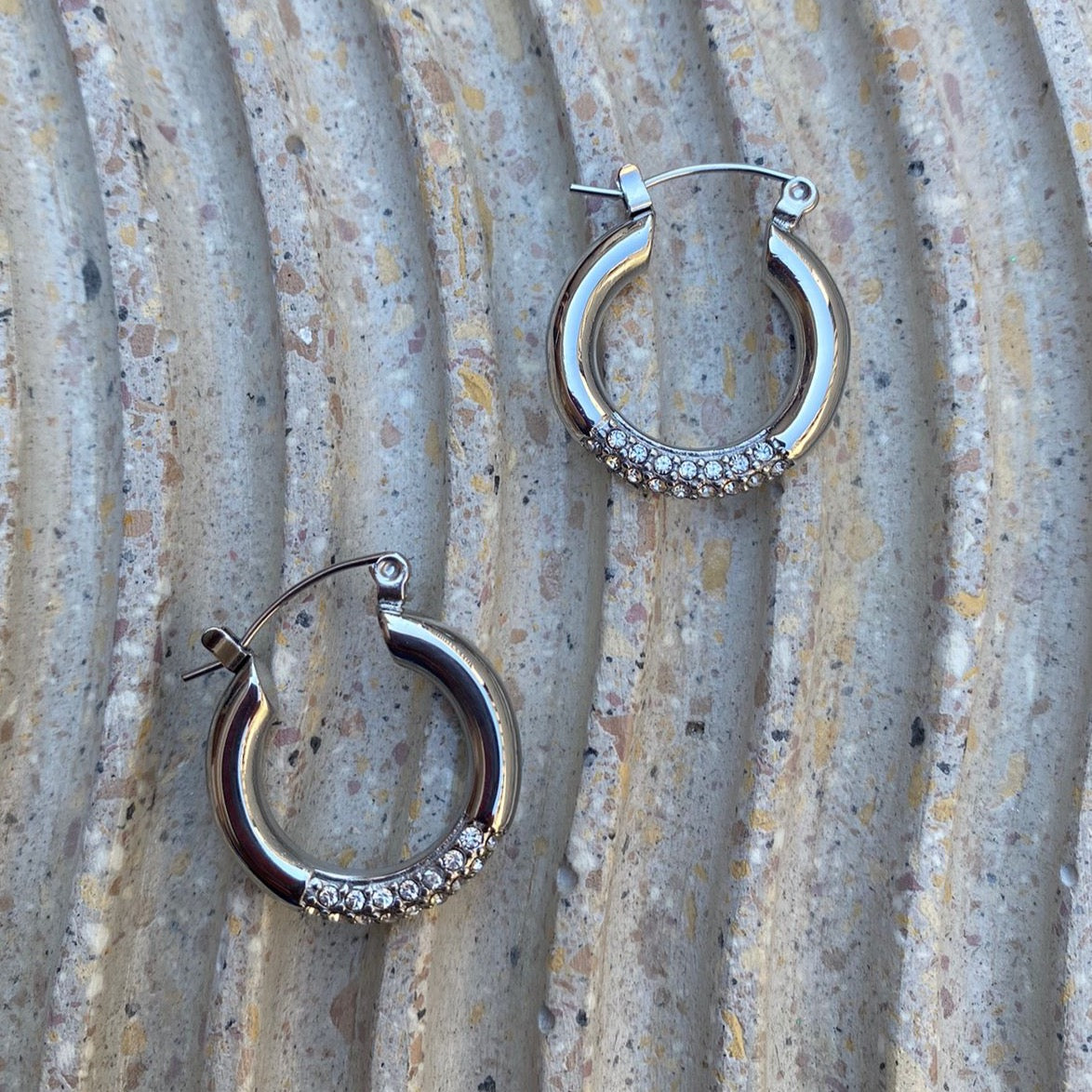 Hoops Silver con Brillos