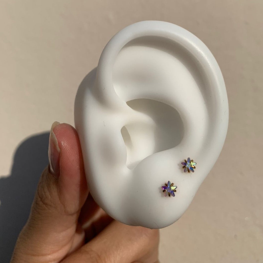 Par Piercings Gold Estrellas Tornasol Grandes