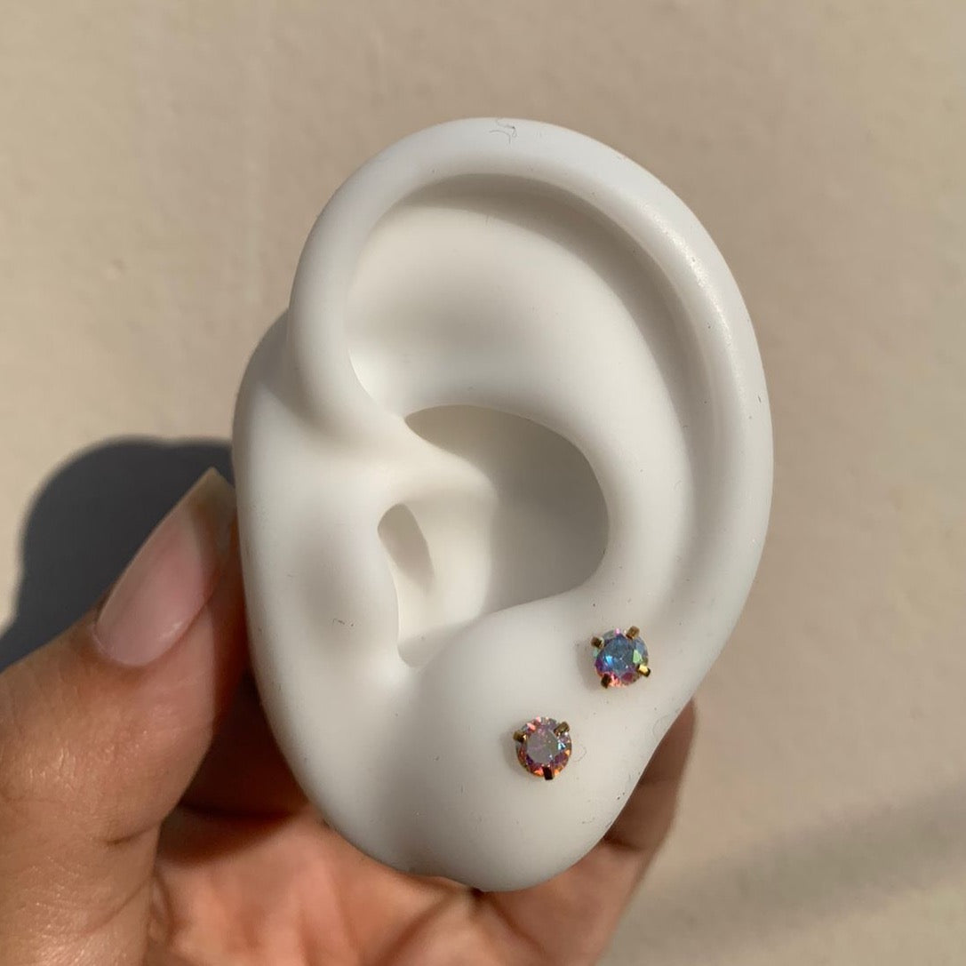 Par Piercings Gold Puntos Tornasol Gde