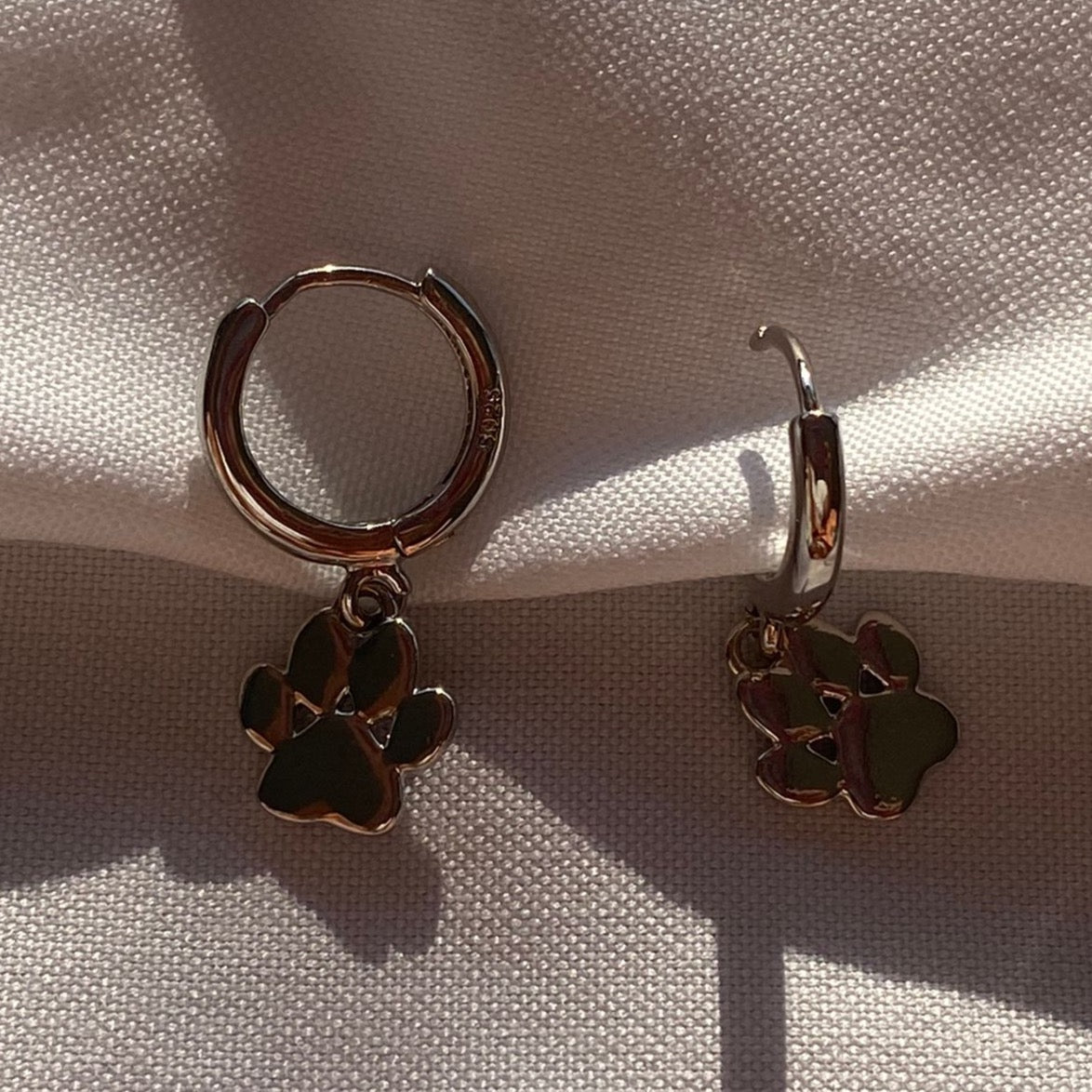 Mini Hoops Dog Paws Silver