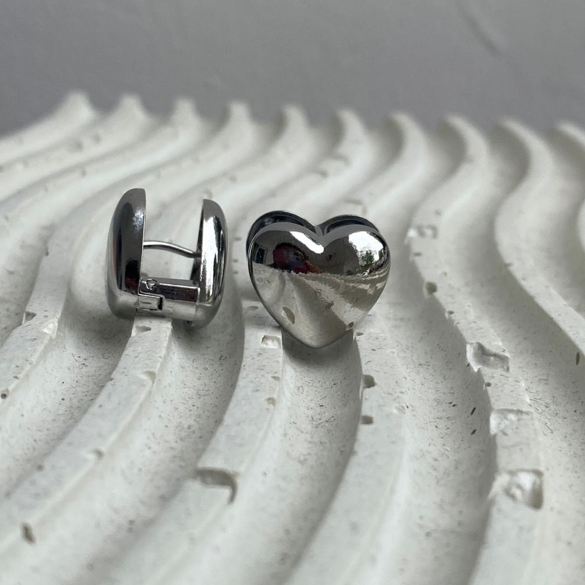 Hoops Chunky Hearts Silver