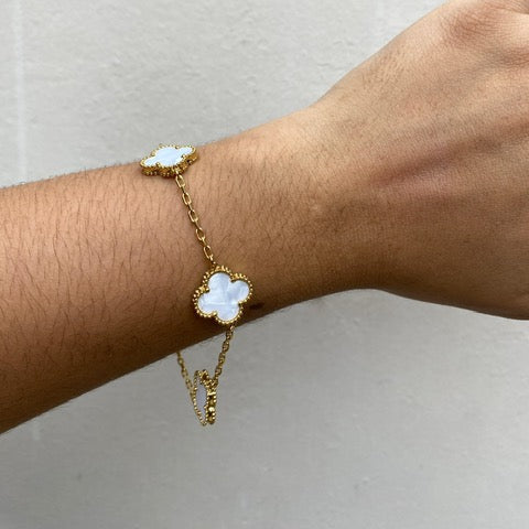 Brazalete Van Cleef Gold con Blanco