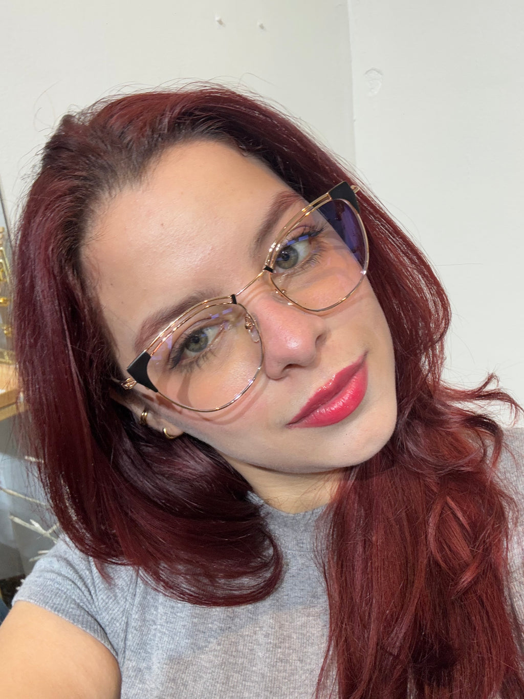Lentes Cat Eye Doble Gold y Esquinas Negras