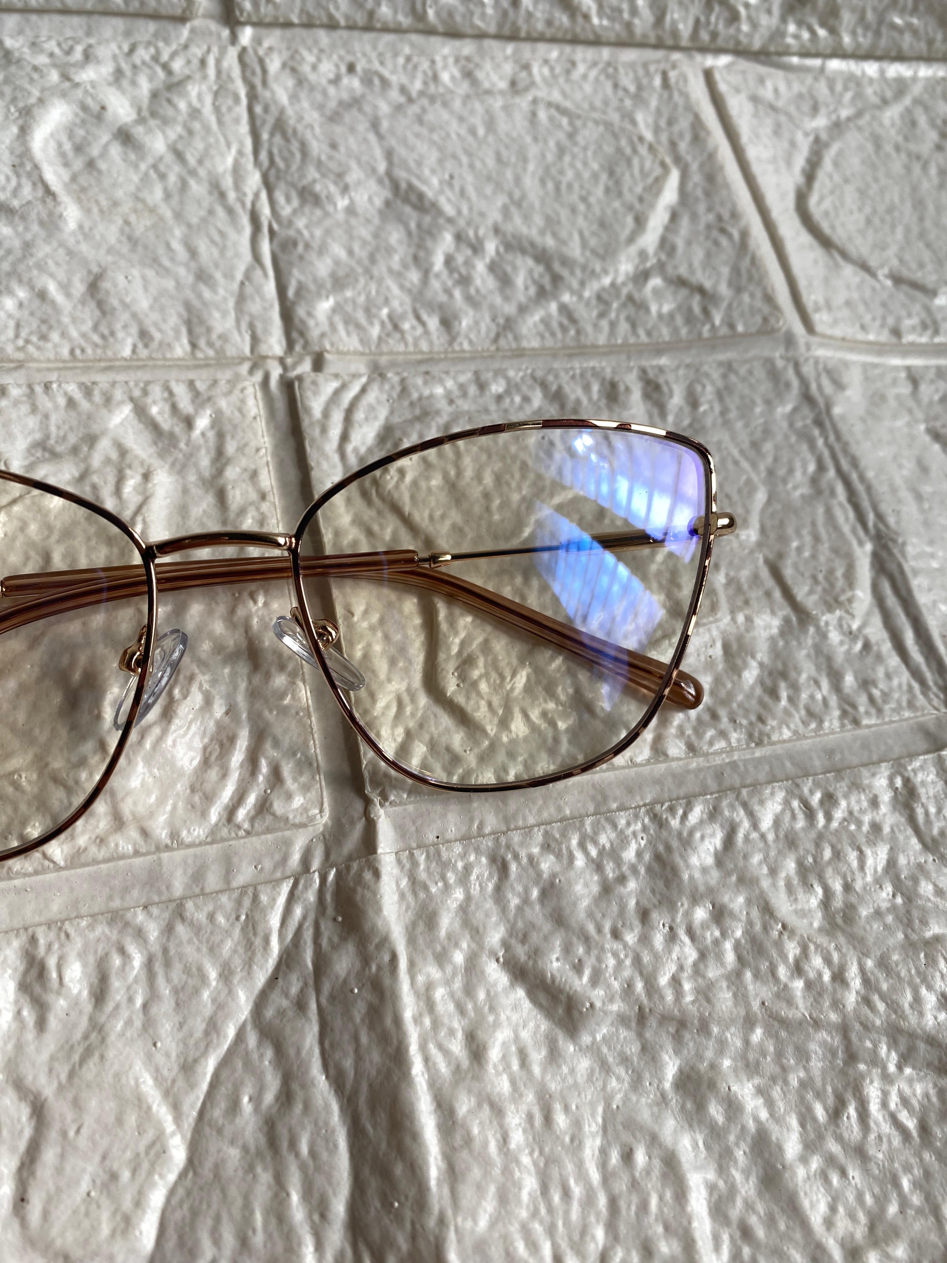 Lentes Cat Eye Metal Delgado Leopardo/ Gold