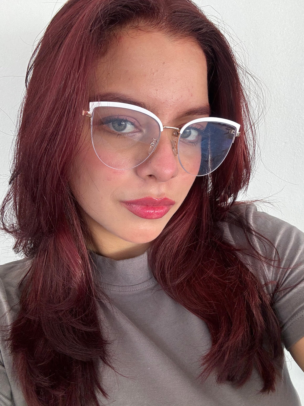 Lentes Cat Eye Mitad Vidrio Blanco