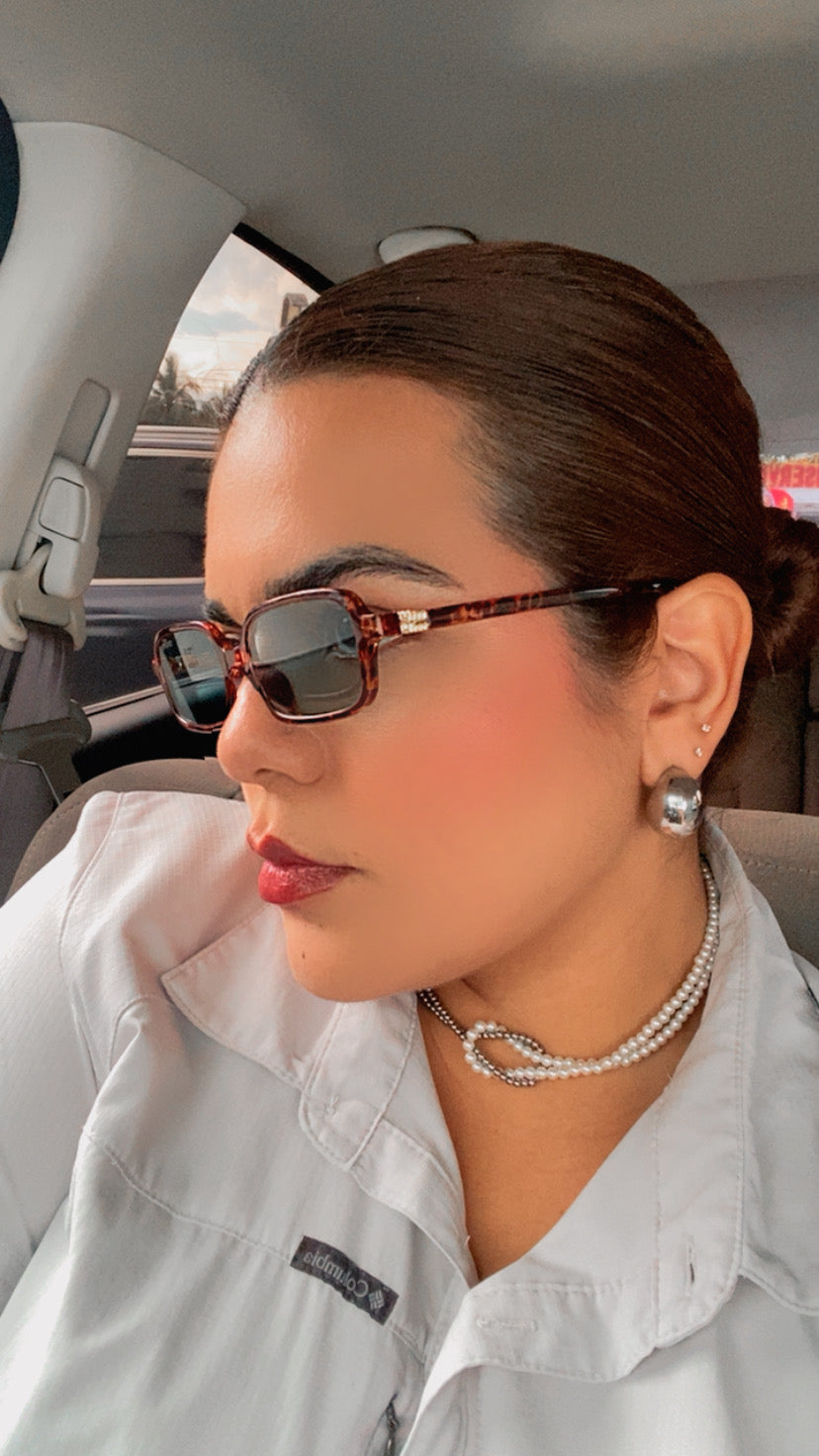 Lentes Miu Miu Rectangulares Leopardo Con Azul