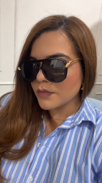 Lentes Negros Patita Nudo Gold
