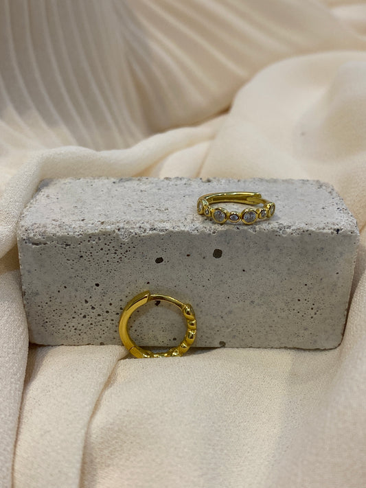 Mini Hoops Gold Piedras Redondas 7mm