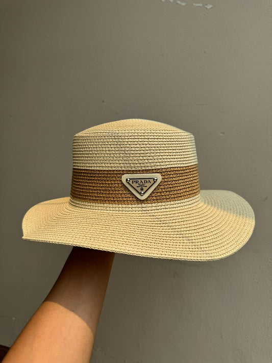 Hat PRADA beige linea ancha cafe new