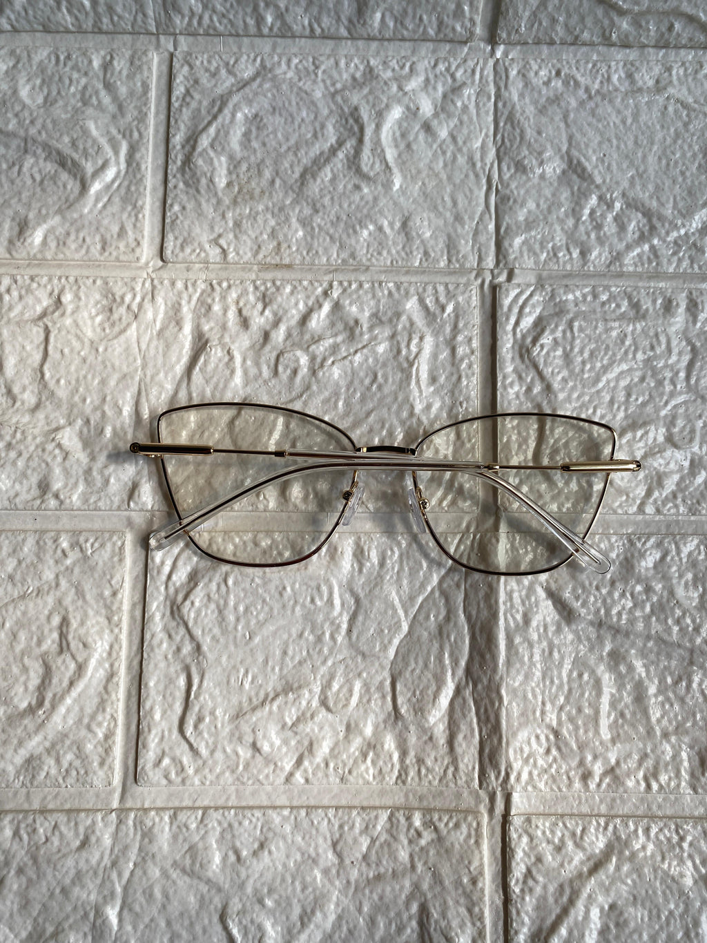 Lentes Cat Eye Metal Delgado Blanco/Gold