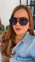 Lentes Tipo Benito Azules Aro Leopardo
