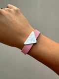 Brazalete Prada Cuerito Rosa Logo Grande Silver