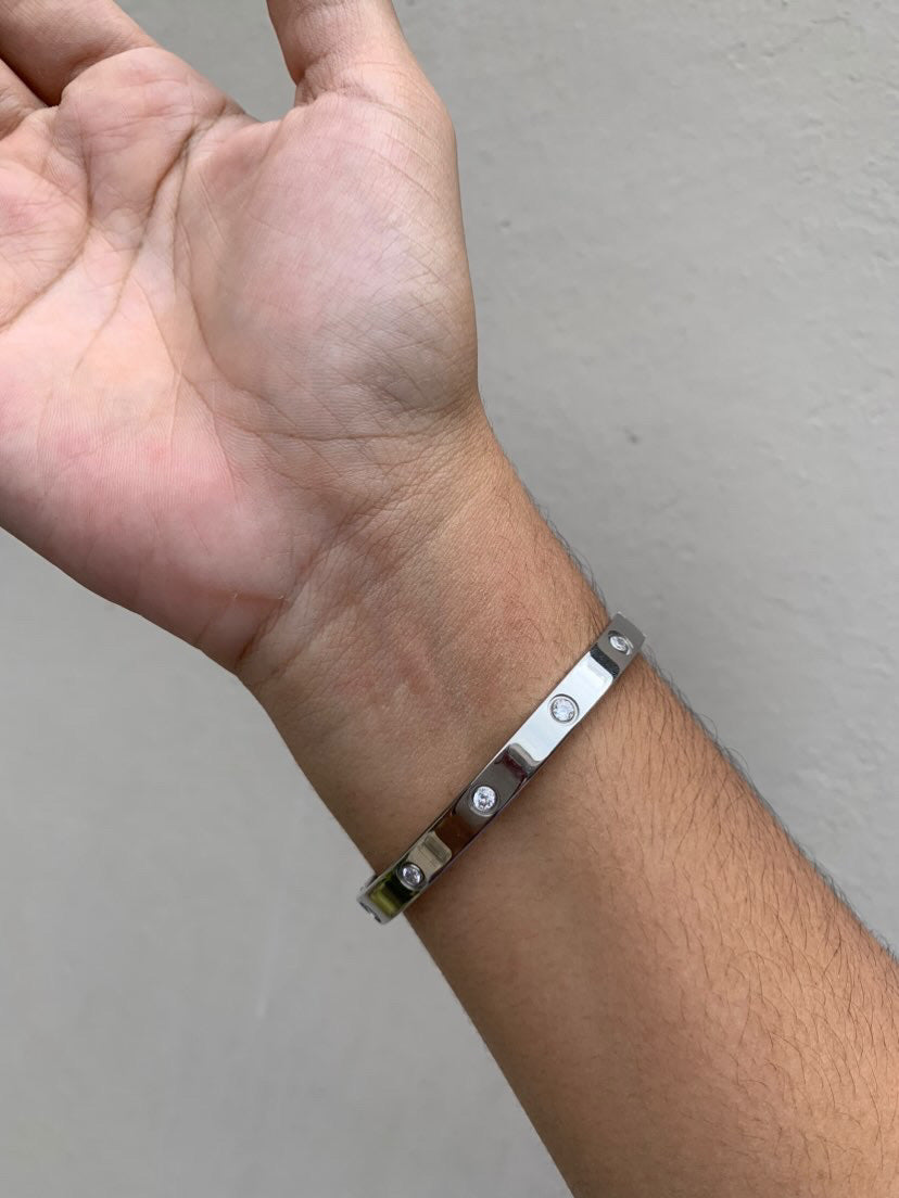 Brazalete tipo Cartier Silver/Zirconias 6mm