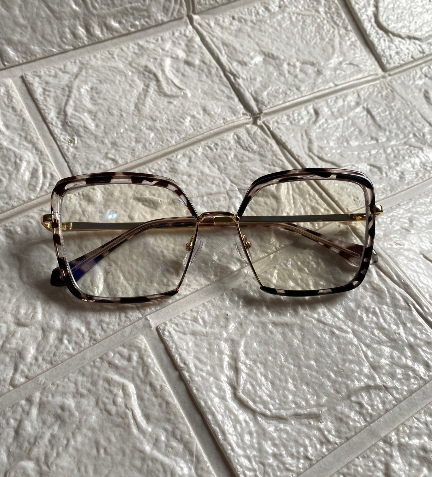 Lentes Cuadrados Leopardo Doble Marco Clear