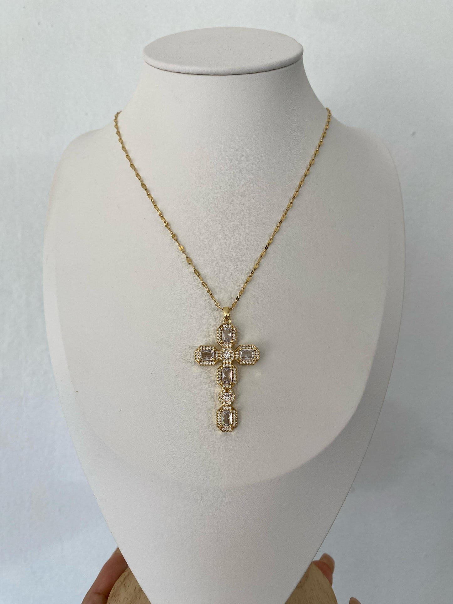 Cadena Cruz Zirconias Clear XL