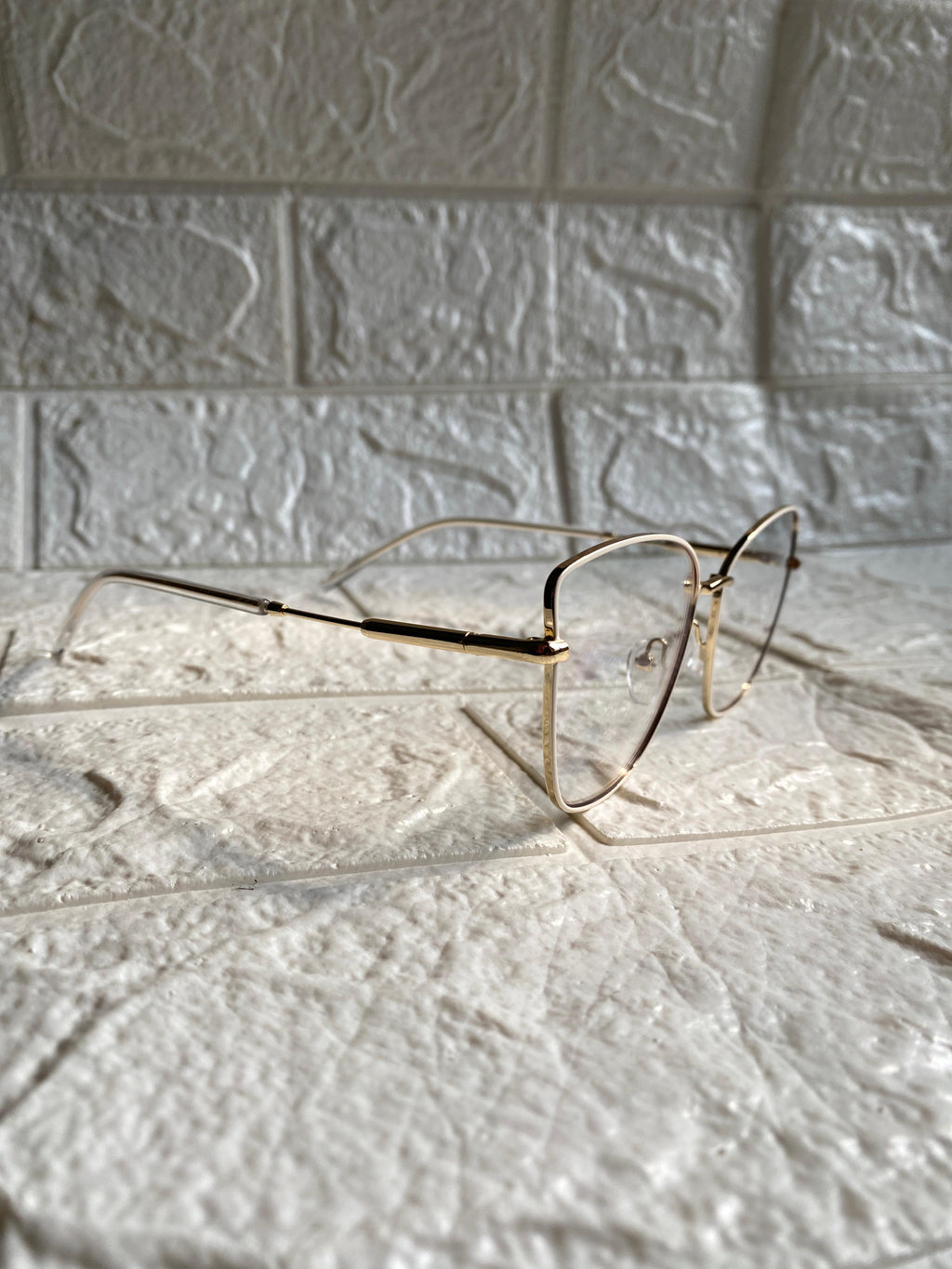 Lentes Cat Eye Metal Delgado Blanco/Gold