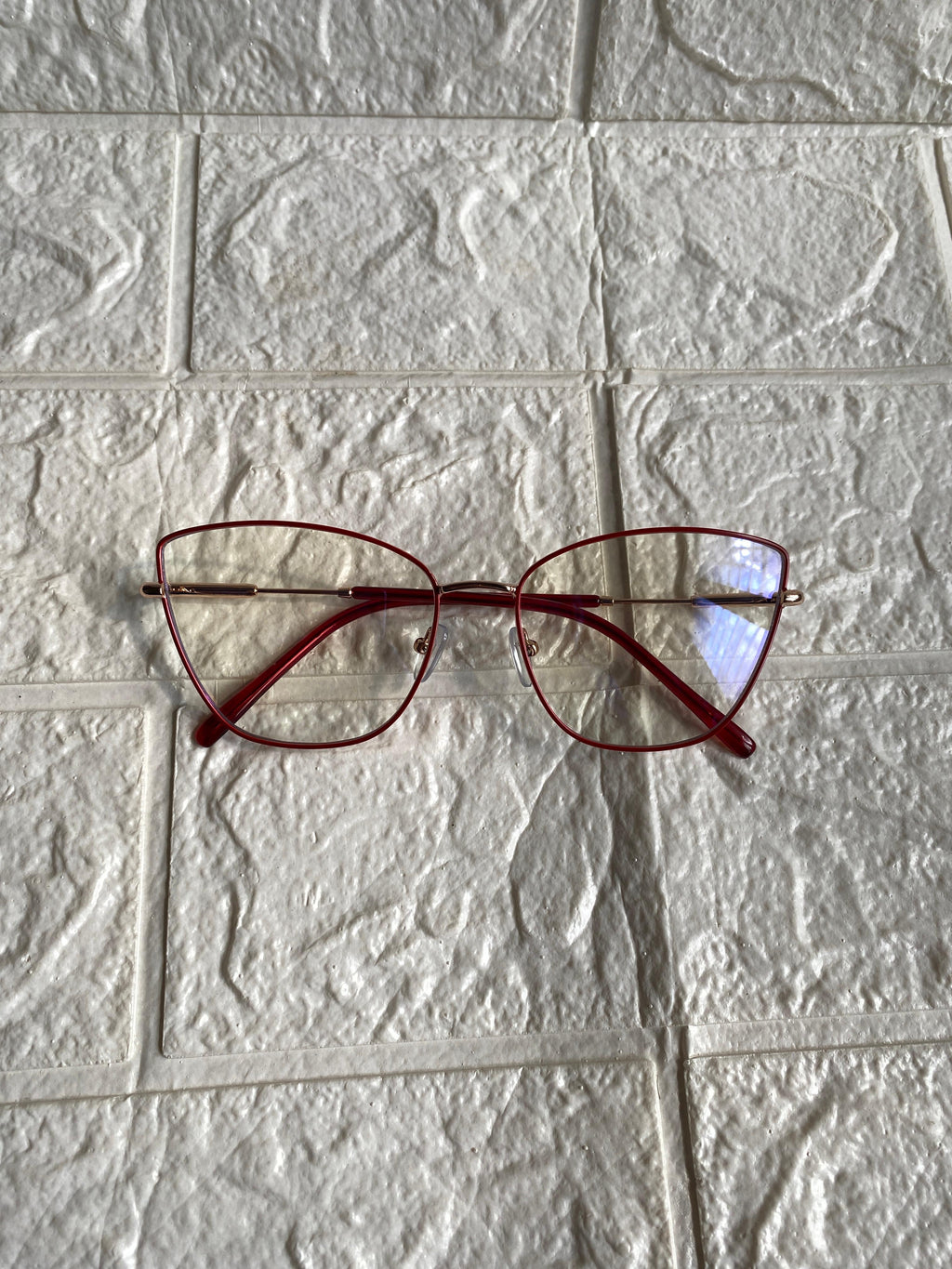 Lentes Cat Eye Metal Delgado Red/Gold