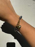 Pulsera Bobas Silver con Corazon Gold