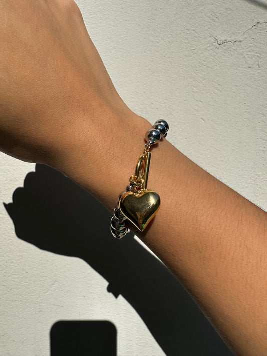 Pulsera Corazon y Bobas