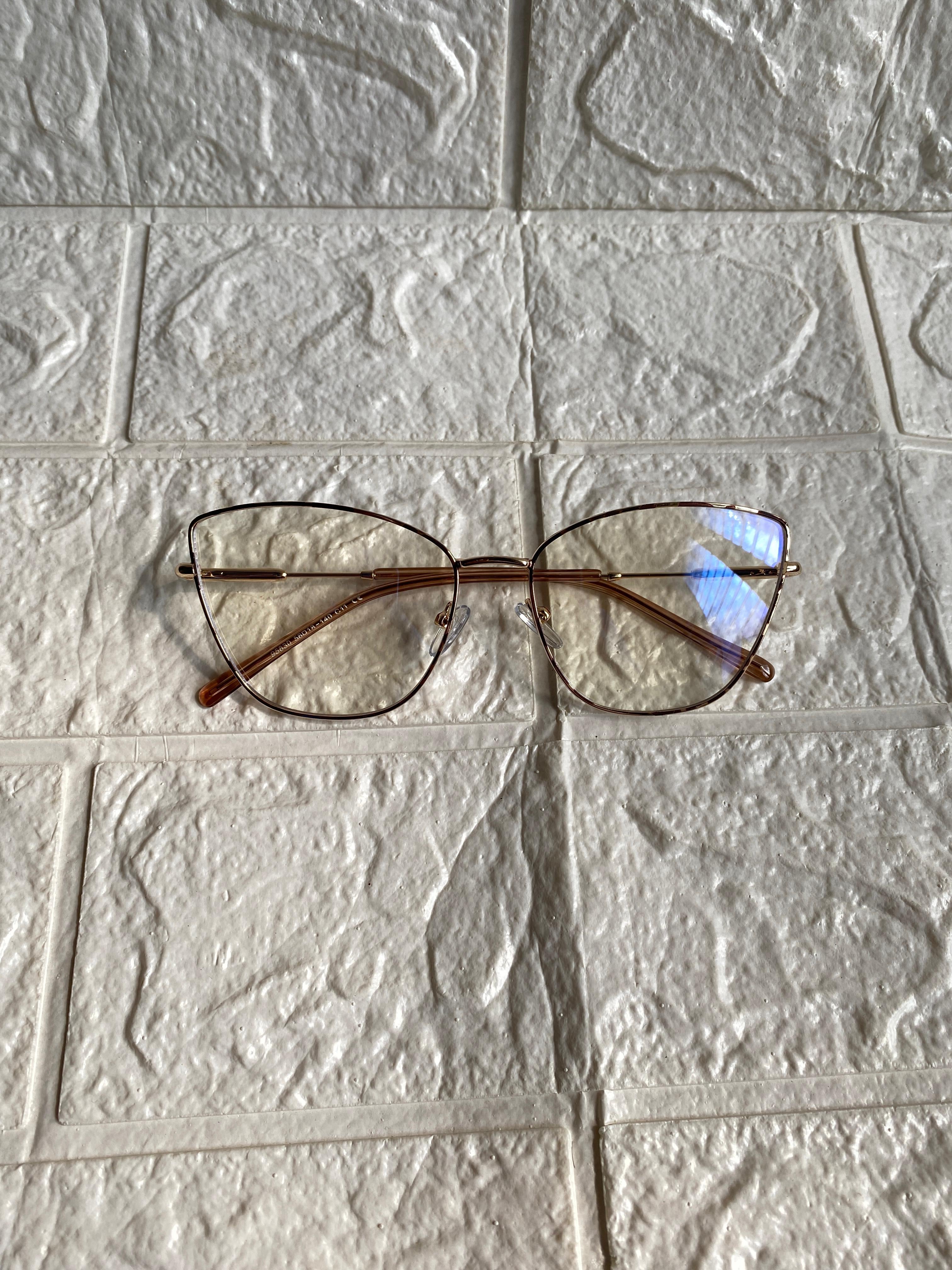 Lentes Cat Eye Metal Delgado Leopardo/ Gold