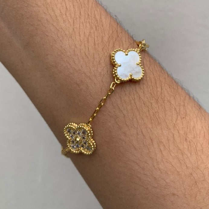 Brazalete Van Cleef Gold/Blanco