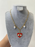 Cadena corazon rojo ojo turco
