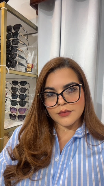 Lentes Cat Eye Clasico Negro y Gold