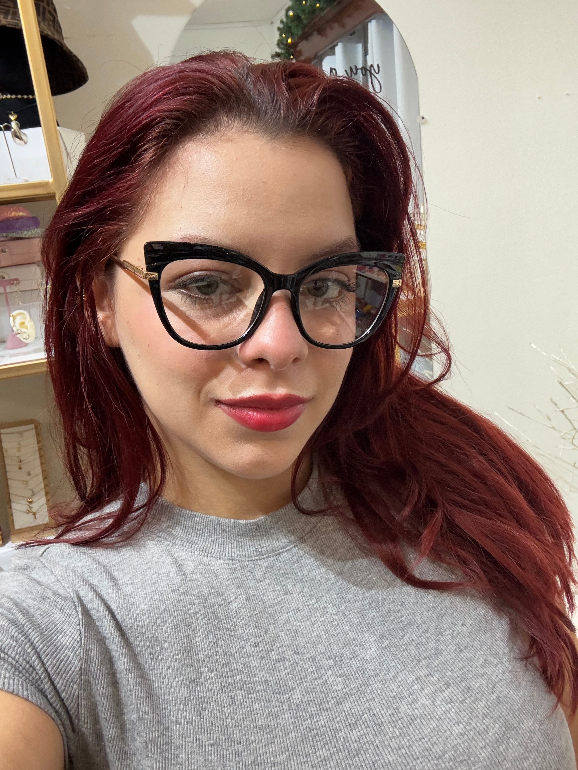 Lentes Cat Eye Negros Marco Relieve