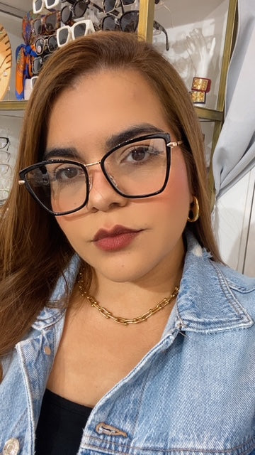 Lentes Cat Eye New Black and Gold