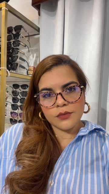 Lentes Pequeños Leopardo Cat Eye Corte Diamante