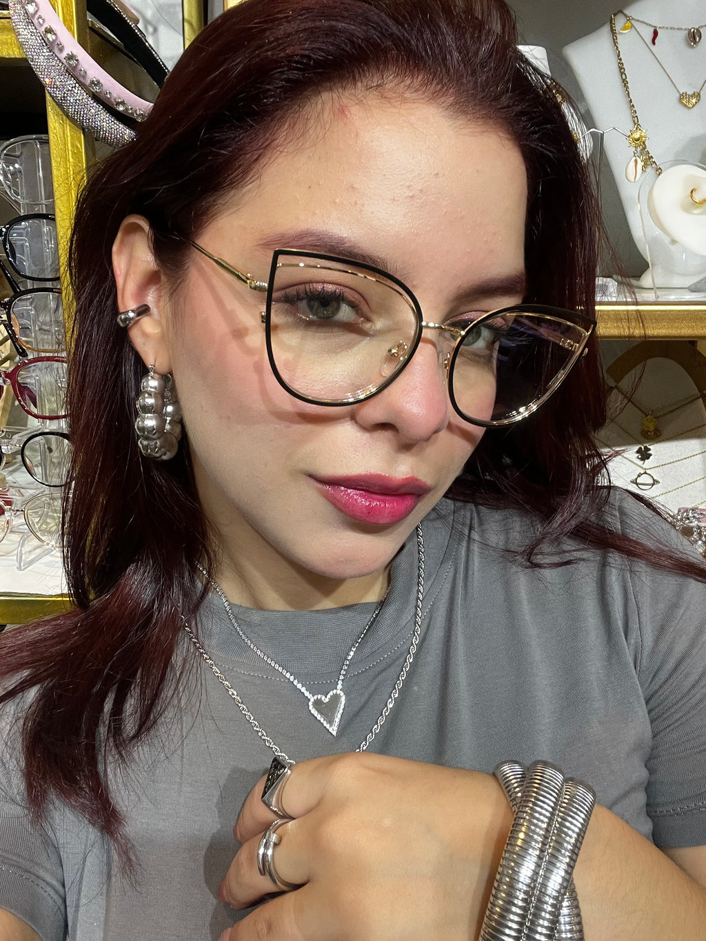 Lentes Cat Eye Doble Negro y Gold