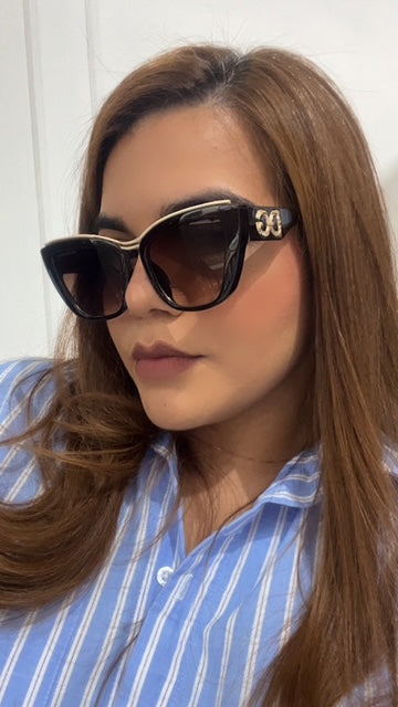 Lentes Cat Eye Tipo D&G Café Con Negro