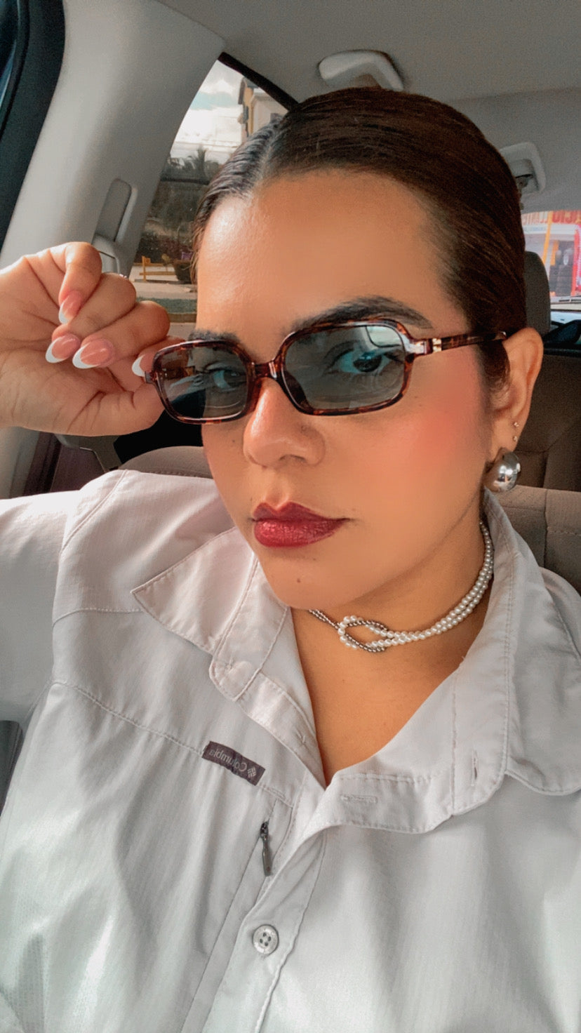 Lentes Miu Miu Rectangulares Leopardo Con Azul