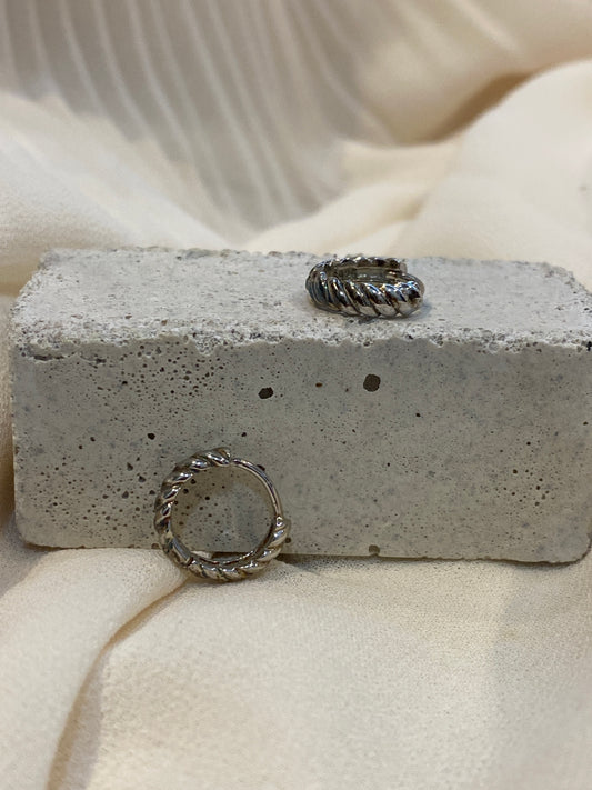 Mini Hoops Trenza Silver 7mm