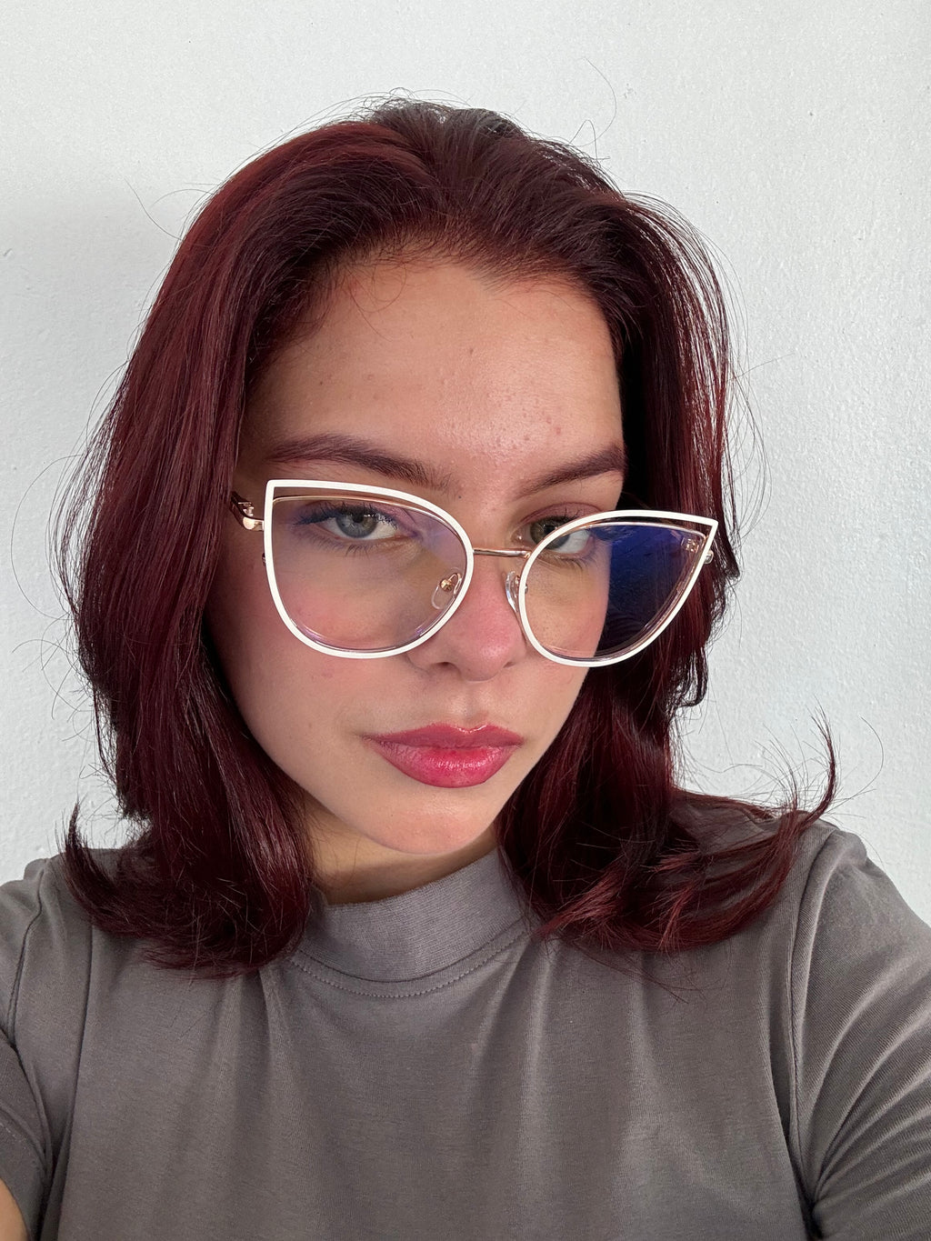 Lentes Cat Eye Doble Marco Gold y Blanco