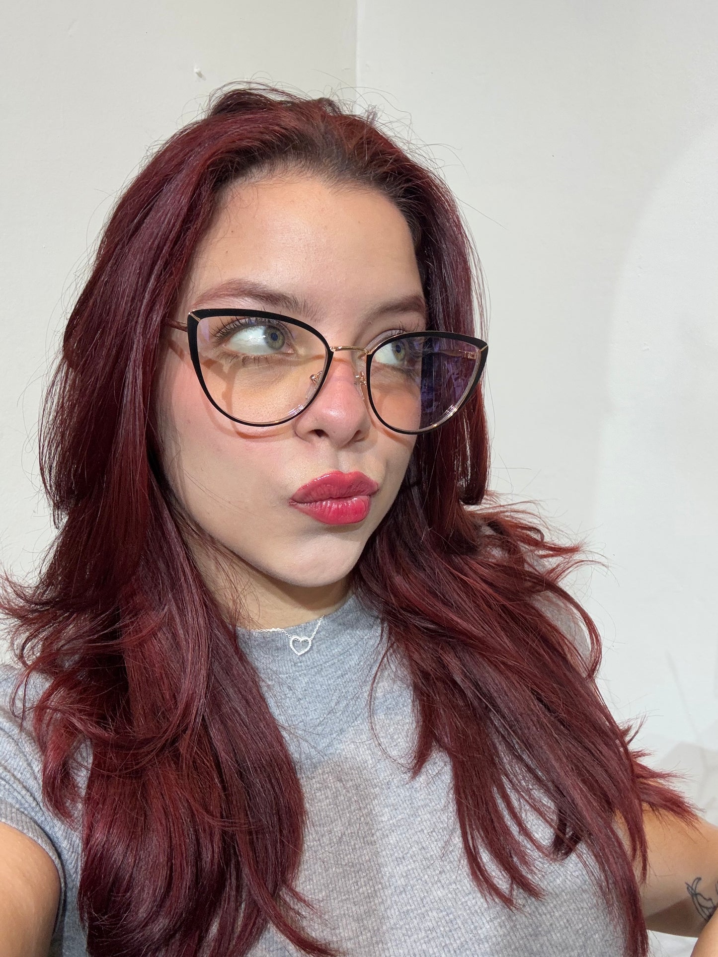 Lentes Cat Eye Negro Linea Cruzada Gold