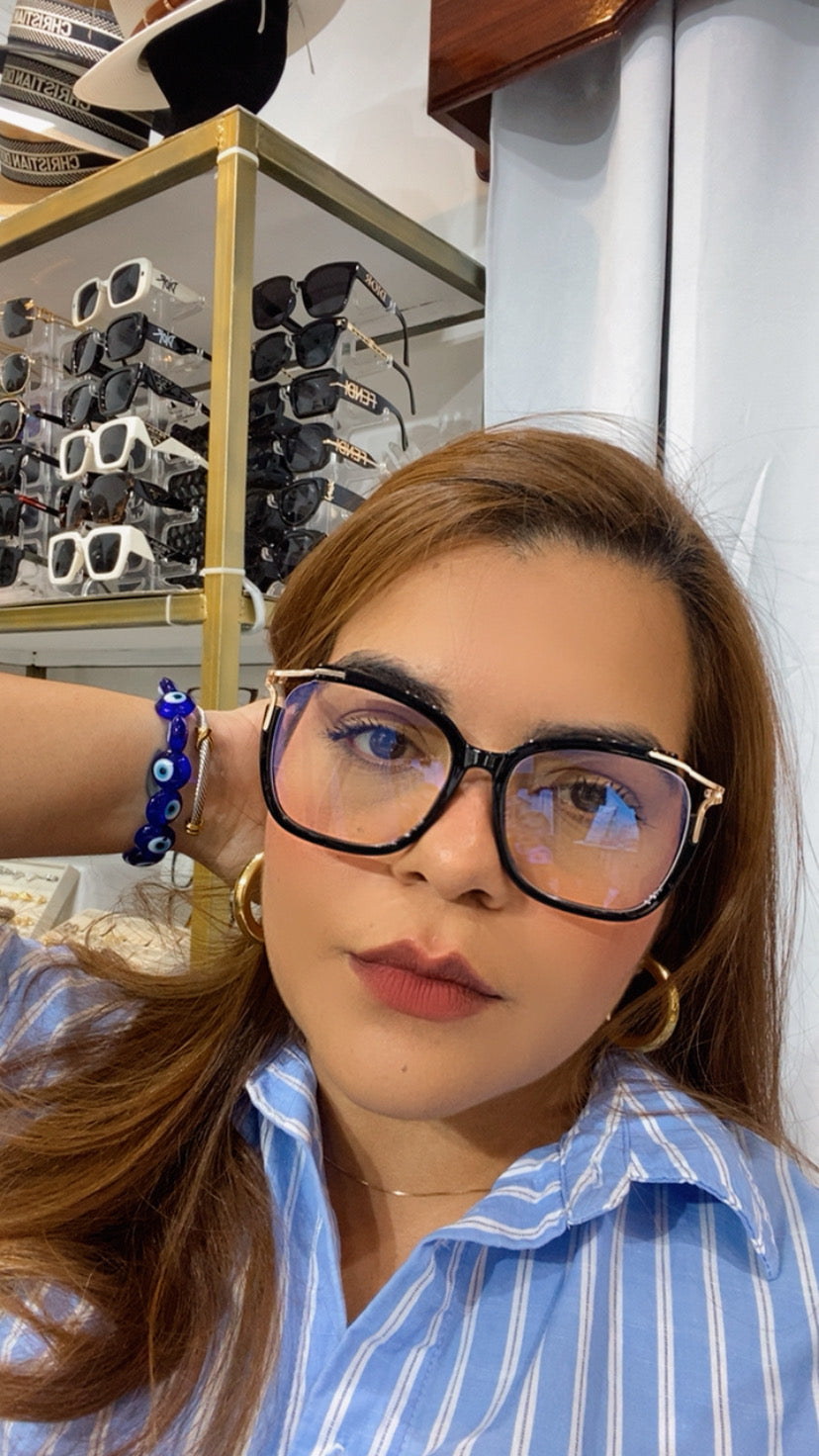 Lentes Fancy Negros con Gold