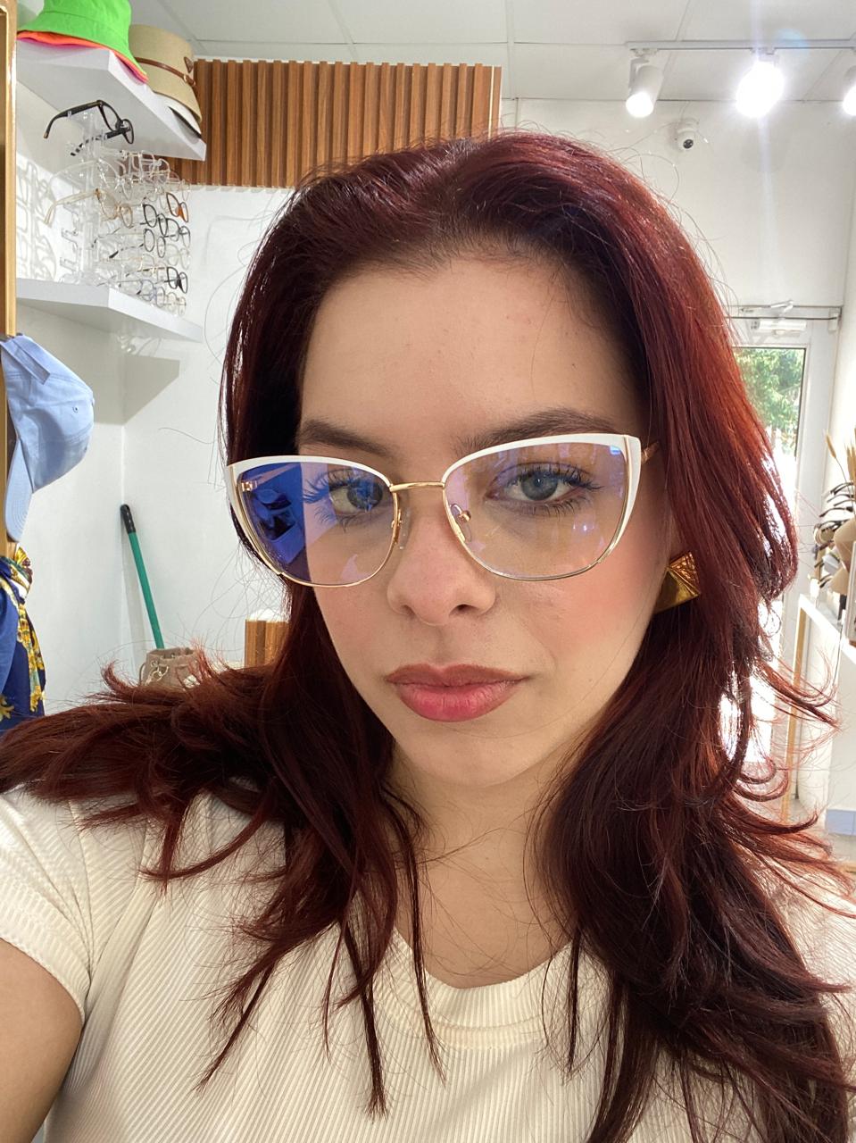 Lentes Cat Eye Chic Gold/Blanco