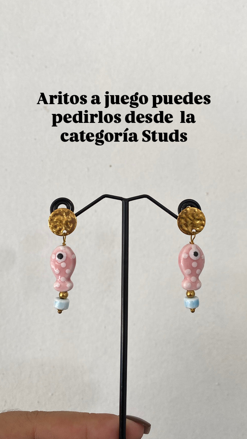 Chocker Azulito con Peces Rosa