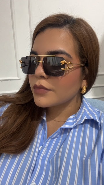 Lentes Cartier Rectangulares con Pantera Gold