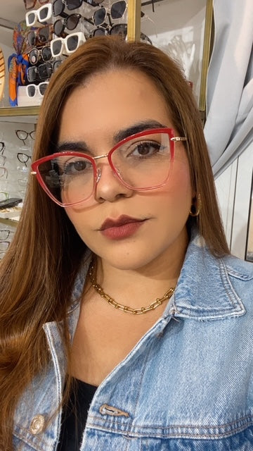 Lentes Cat Eye New Red and Gold